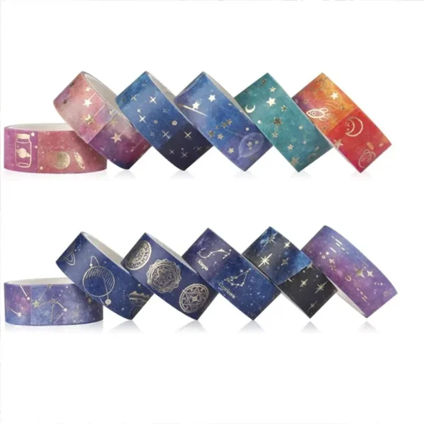 S1d7fbf2a62fe4f54a6bfc0cb7124789cW.webp Gold Foil Starry Sky Washi Tape Set (12 Rolls)