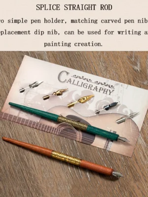 Twist Glass Dip Pen with Wood Handle (2 pcs)