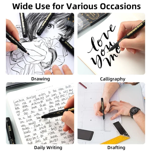 S3c36f0114a534c1e9b854cbdb4f4fcc1C.webp Black Brush Pen Hand Lettering Set (4 pcs)