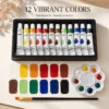 Acrylic Paint Set with Brushes & Palette (12 Colours)