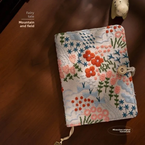 Embroidered Cotton Linen Thread-Bound Notebook