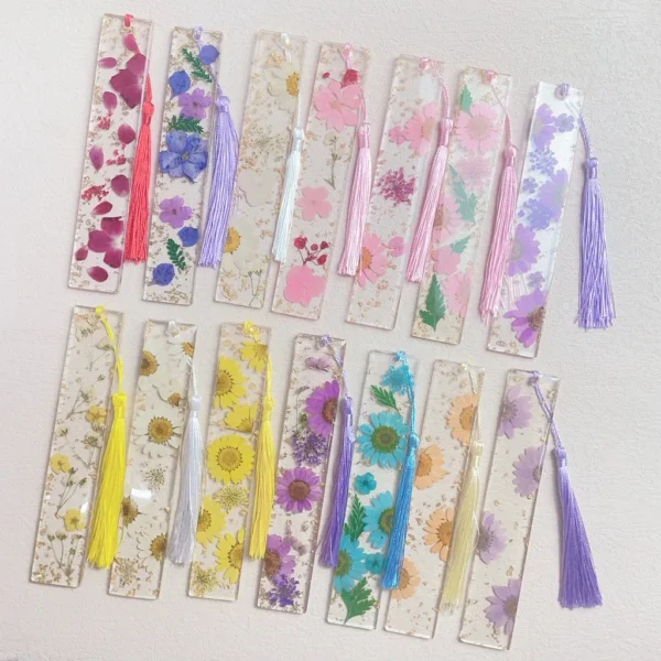 Pressed Flower Resin Bookmark with Tassel