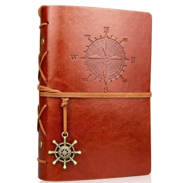 Retro Leather Pocket Journal with Kraft Refill