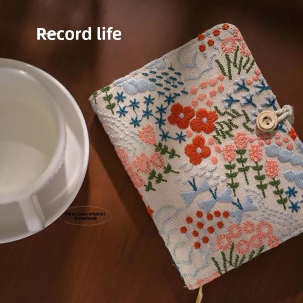 Embroidered Cotton Linen Thread-Bound Notebook