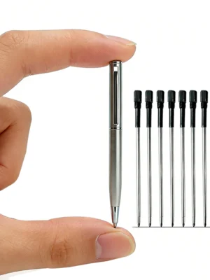 S82e3e39b38fc4cb48de4e44236544a75M.webp Mini Stainless Steel Pocket Pen with 10 Refills