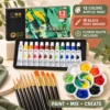 Acrylic Paint Set with Brushes & Palette (12 Colours)