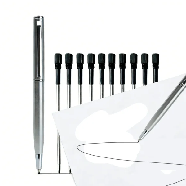 Sb2af3a37dc2643cf8aced1b889ab44b3c.webp Mini Stainless Steel Pocket Pen with 10 Refills