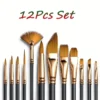 Nylon Flat Paint Brush Set (12 pcs)