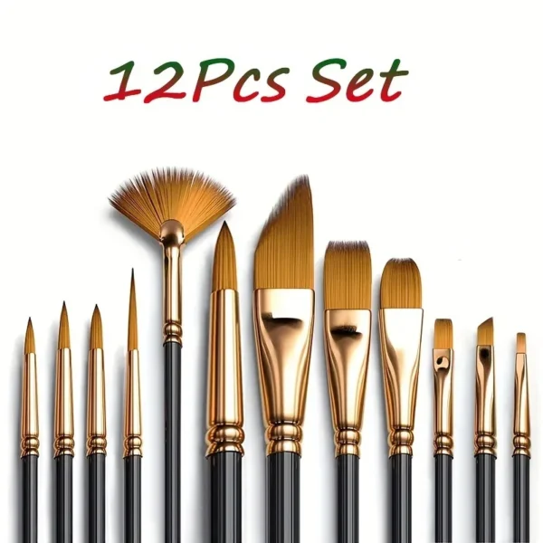 Nylon Flat Paint Brush Set (12 pcs)