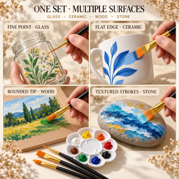 Acrylic Paint Set with Brushes & Palette (12 Colours)